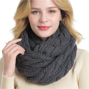 Winter Women Thick Cable Knit Ribbed Infinity Circle Loop Scarf
